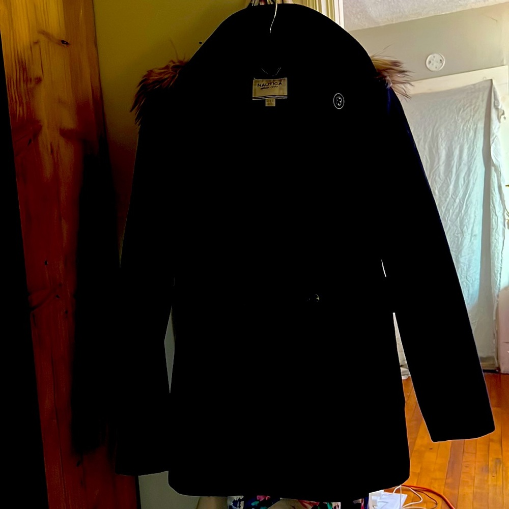 Black hoodie wool jacket